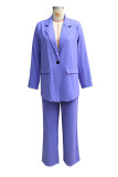 Casual Street Solid Color Buttons Turn-back Collar Long Sleeve Two Pieces(No Belt)