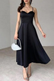 Sexy Celebrities Solid Color Patchwork V Neck Sling Dresses