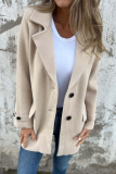 Casual Daily Solid Color Buttons Gross Turn-back Collar Outerwear