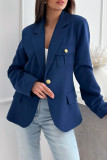 Casual Solid Color Buttons Patchwork Turn-back Collar Outerwear