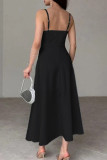 Sexy Celebrities Solid Color Patchwork V Neck Sling Dresses