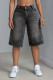 Casual Street Solid Color Distressed Buttons Loose High Waist Straight Solid Color Bottoms