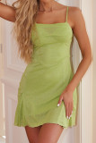 Sexy Solid Color Patchwork Square Neck Sling Dresses