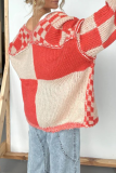 Casual Street Plaid Weave Contrast V Neck Outerwear
