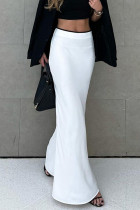 Elegant Solid Color Zipper Contrast Regular High Waist Solid Color Bottoms
