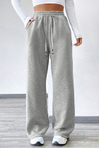 Casual Daily Letter Print Draw String Pocket Loose High Waist Wide Leg Positioning Print Bottoms