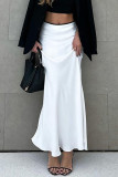 Elegant Solid Color Zipper Contrast Regular High Waist Solid Color Bottoms