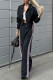 Casual Street Colorblock Patchwork Zipper Contrast Turndown Collar Long Sleeve Two Pieces