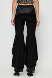 Casual Daily Solid Color Lace Patchwork Mid Waist Speaker Solid Color Bottoms