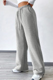 Casual Daily Letter Print Draw String Pocket Loose High Waist Wide Leg Positioning Print Bottoms