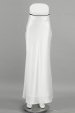 Elegant Solid Color Zipper Contrast Regular High Waist Solid Color Bottoms