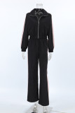 Casual Street Colorblock Patchwork Zipper Contrast Turndown Collar Long Sleeve Two Pieces