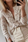 Casual Daily Solid Color Hollow Out Distressed O Neck Outerwear