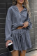 Casual Street Solid Color Lace Up Zipper Hooded Long Sleeve Two Pieces