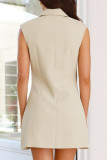 Sexy Solid Color Pocket Buckle Wrapped Skirt Dresses