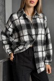 Casual Daily Plaid Patchwork Contrast Turndown Collar Tops