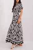 Casual Vacation Leaf Print Lace Up V Neck A Line Dresses