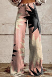 Casual Street Geometric Print Animal Print Flowers Buttons Contrast Loose High Waist Wide Leg Full Print Bottoms