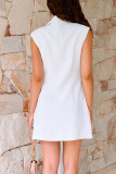 Sexy Solid Color Pocket Buckle Wrapped Skirt Dresses