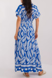 Casual Vacation Leaf Print Lace Up V Neck A Line Dresses