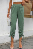 Casual Street Solid Color Draw String Pocket Regular High Waist Pencil Solid Color Bottoms