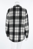 Casual Daily Plaid Patchwork Contrast Turndown Collar Tops