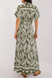 Casual Vacation Leaf Print Lace Up V Neck A Line Dresses