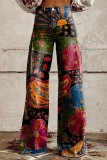 Casual Street Geometric Print Animal Print Flowers Buttons Contrast Loose High Waist Wide Leg Full Print Bottoms