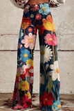 Casual Street Geometric Print Animal Print Flowers Buttons Contrast Loose High Waist Wide Leg Full Print Bottoms