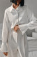 Casual Daily Solid Color Buttons Ruffle Ruched Turndown Collar Tops