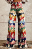 Casual Street Geometric Print Animal Print Flowers Buttons Contrast Loose High Waist Wide Leg Full Print Bottoms