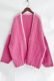 Casual Solid Color Weave Contrast Outerwear