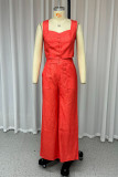Casual Daily Solid Color Buttons Square Neck Sleeveless Two Pieces