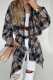 Casual Plaid Pocket Buttons Contrast Turndown Collar Tops