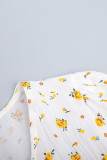 Street Daily Flowers Fruit Print Lace Up V Neck A Line Dresses