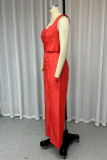 Casual Daily Solid Color Buttons Square Neck Sleeveless Two Pieces