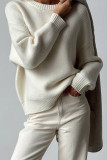 Casual Daily Solid Color Weave O Neck Tops