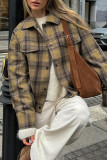 Casual Plaid Contrast Gross Turndown Collar Outerwear