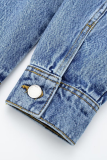 Casual Street Solid Color Pocket Buttons Turndown Collar Long Sleeve Loose Denim Jumpsuits