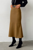 Elegant Solid Color Patchwork Fishtail Regular High Waist Solid Color Bottoms