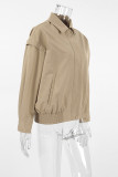 Casual Street Solid Color Patchwork Zipper Turndown Collar Outerwear