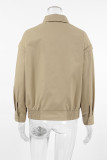 Casual Street Solid Color Patchwork Zipper Turndown Collar Outerwear