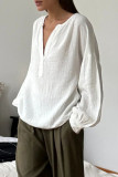 Casual Daily Solid Color Ruched V Neck Tops