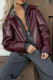 Casual Solid Color Zipper Turndown Collar Outerwear