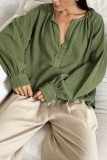 Casual Daily Solid Color Ruched V Neck Tops