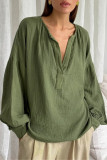Casual Daily Solid Color Ruched V Neck Tops