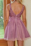 Sexy Solid Color Sequins Mesh Square Neck Evening Dresses