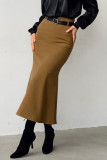 Elegant Solid Color Patchwork Fishtail Regular High Waist Solid Color Bottoms