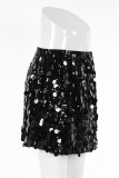 Sexy Solid Color Sequins Sequined Loose Straight Solid Color Bottoms