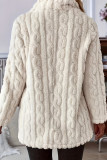 Casual Daily Solid Color Pocket Buttons Fluffy Turndown Collar Outerwear